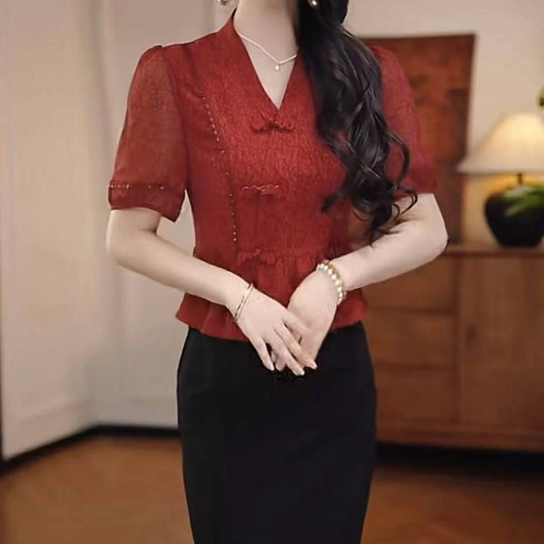 1446#高级感新中式连衣裙2025夏季新款优雅显瘦国风裙子