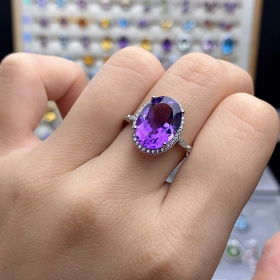 银S925镶嵌戒指紫晶（不含证书）