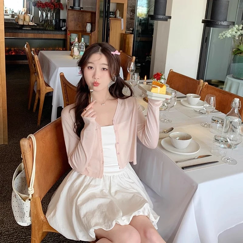 甜美针织开衫薄款小外搭防晒罩衫洋气女装上衣夏季内搭吊带背心