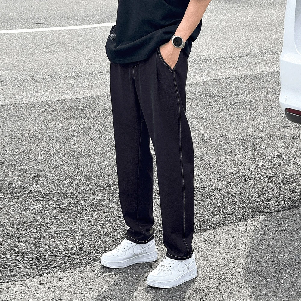 冰丝牛仔裤男夏季薄款直筒阔腿裤男休闲潮流冰凉透气垂感百搭长裤