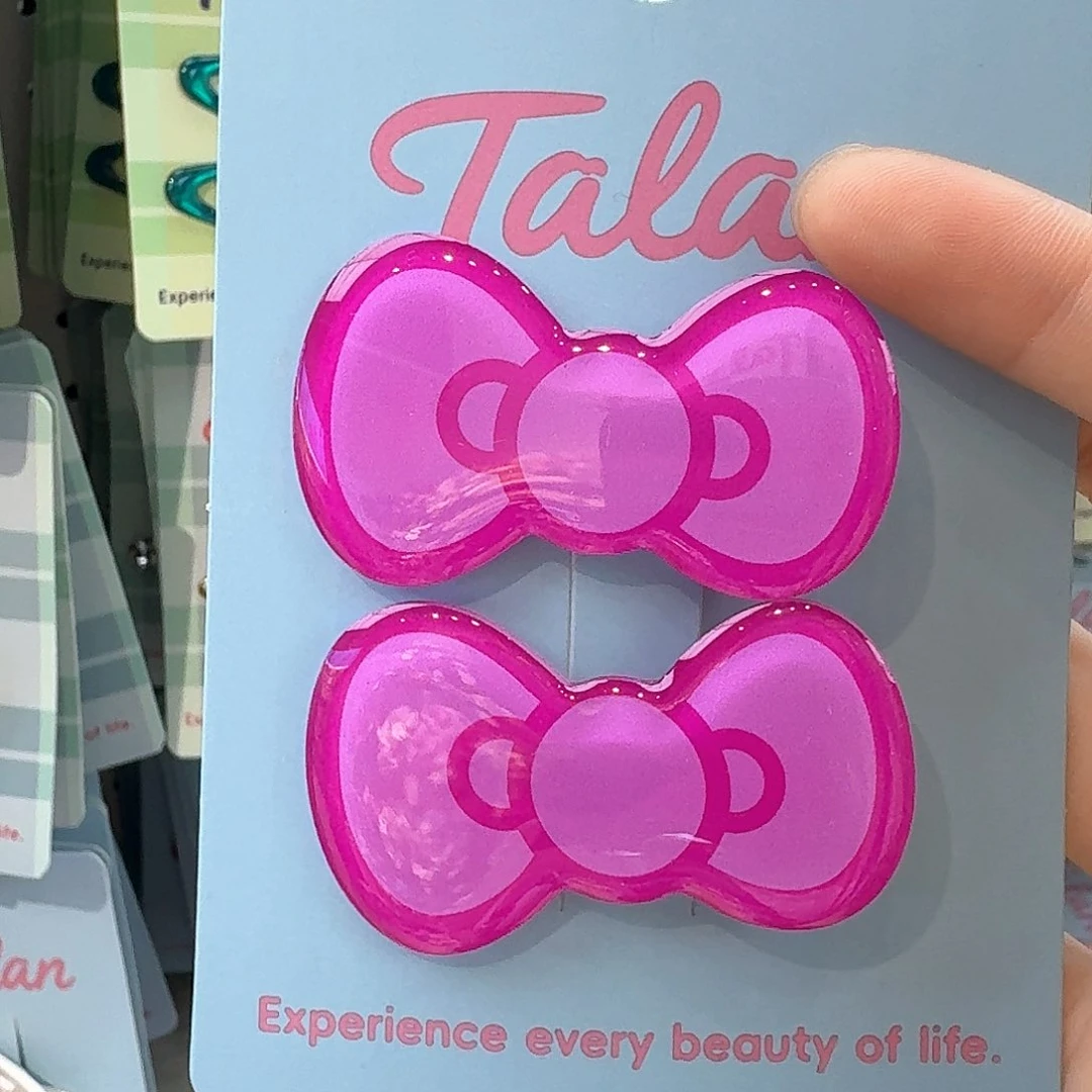 皮质铁合金玫粉色蝴蝶结对夹