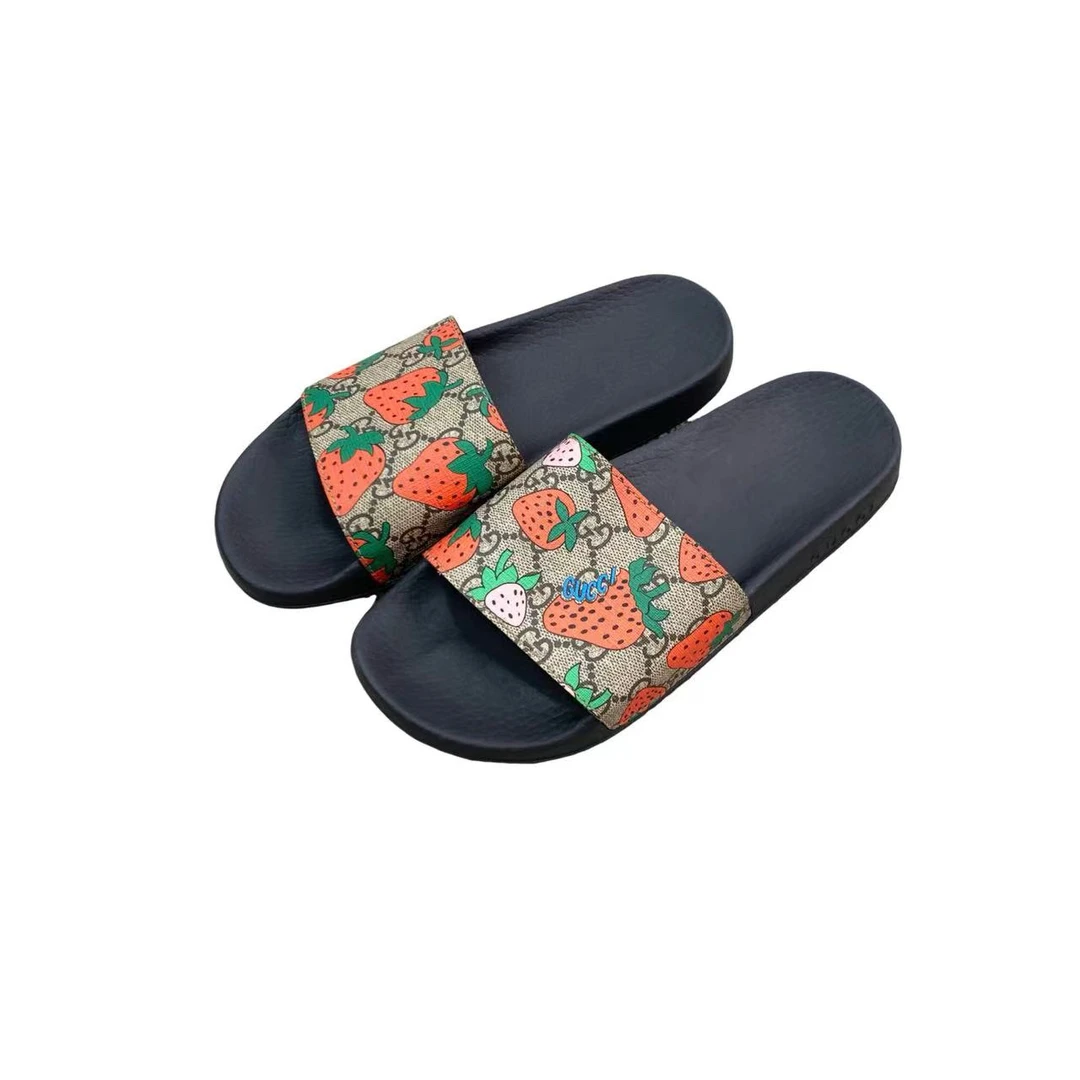 95新 GUCCI/古驰  yd零零一九 草莓老花拖鞋 38码 