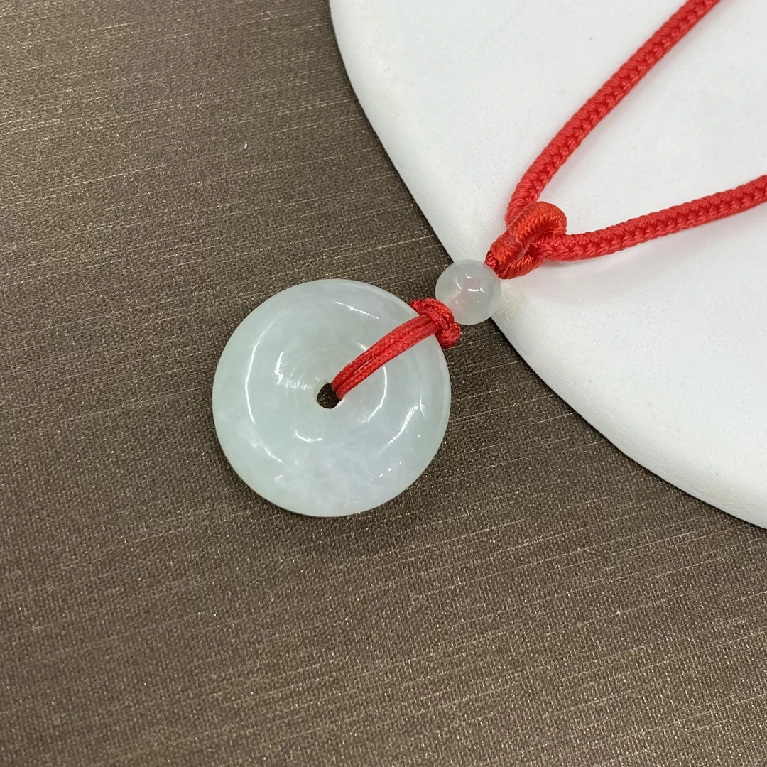 精品天然翡翠平安扣吊坠缅甸A货翡翠项链挂坠简约百搭情侣礼物