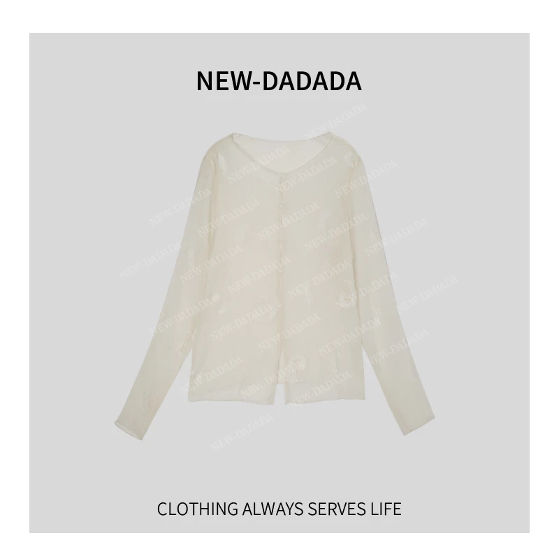利达NEWDADAD法式薄款微透衬衫夏高级感气质防晒刺绣上衣SDK1611