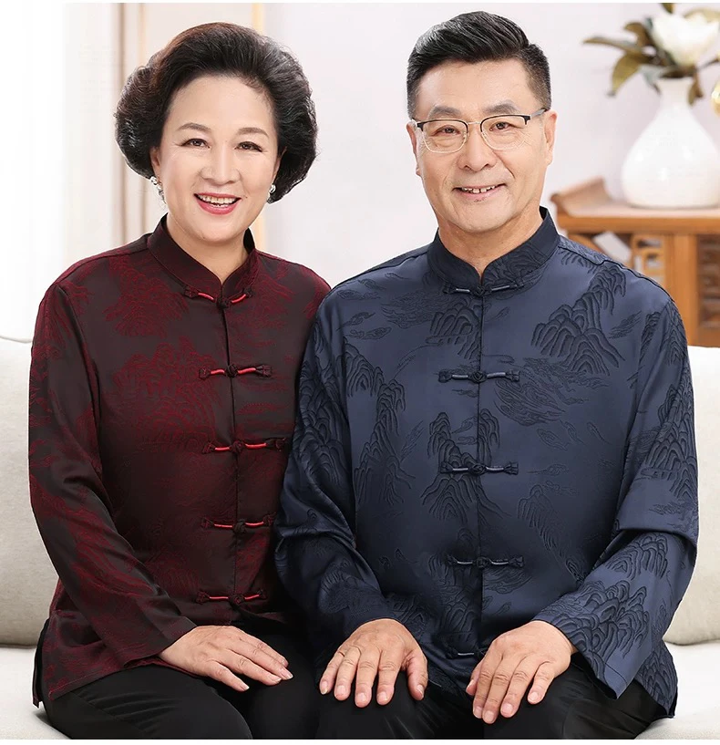 国风唐装中老年男外套夹克春秋款爸爸爷爷喜庆婚宴老人生日过寿