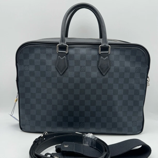 95新 LouisVuitton/路易威登 蓝色棋盘格手提公文包/2742
