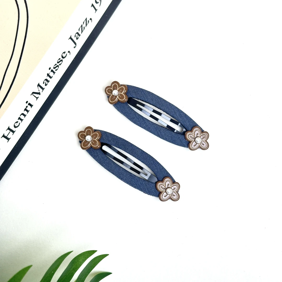 BlomUME原创咖色珍珠小花镂空BB夹简约高级感发夹刘海发饰925
