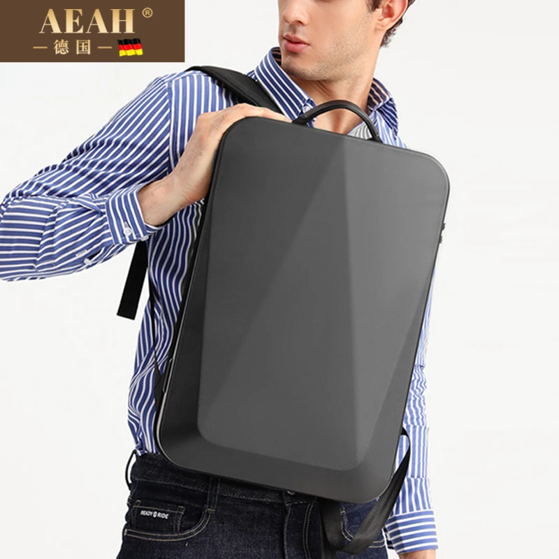 AEAH新款pc硬壳双肩包男潮酷电脑商务办公防水包运动旅行背包back
