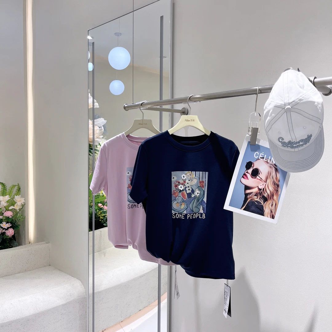 艾然  夏季新款韩版宽松时尚舒适卡通印花短袖T恤女潮