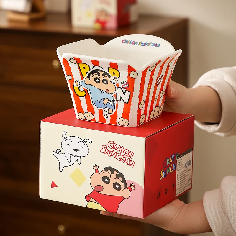 精东家蜡笔小新可爱爆米花碗高颜值陶瓷水果碗儿童零食薯条泡面碗