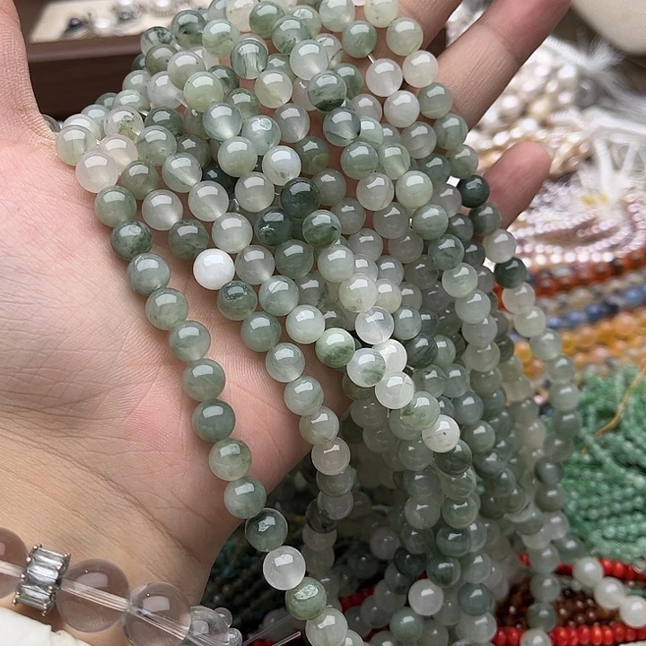 玛瑙/玉髓未镶嵌珠宝半成品2条8mm左右天山翠