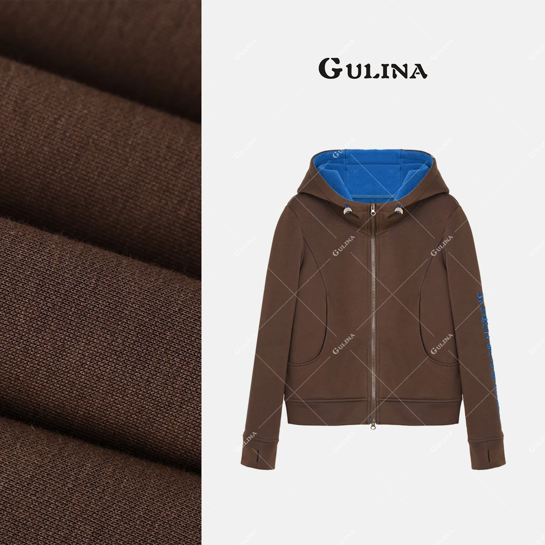 GULINA/娜姐夏欧洲站设计师经典百搭带帽刺绣长袖T恤女68216