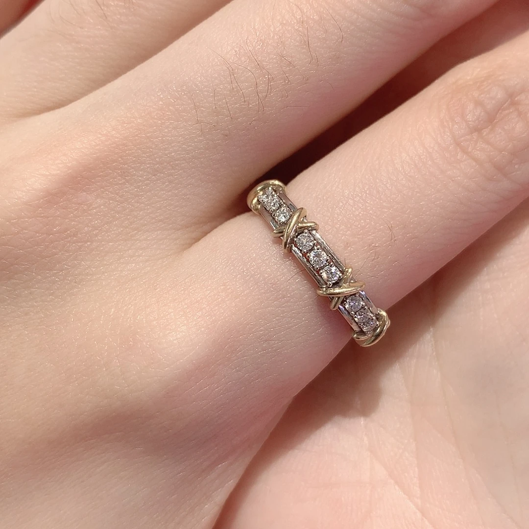 合成钻石18K金镶嵌24石15圈口