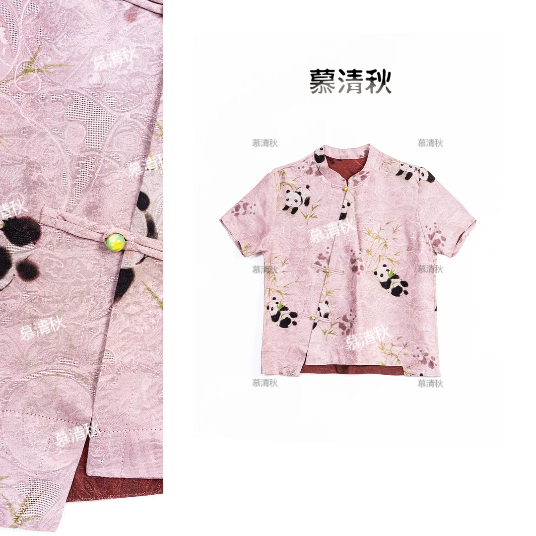 【熊猫抱竹 】2025新款新中式  红云纱小衫-XT-697