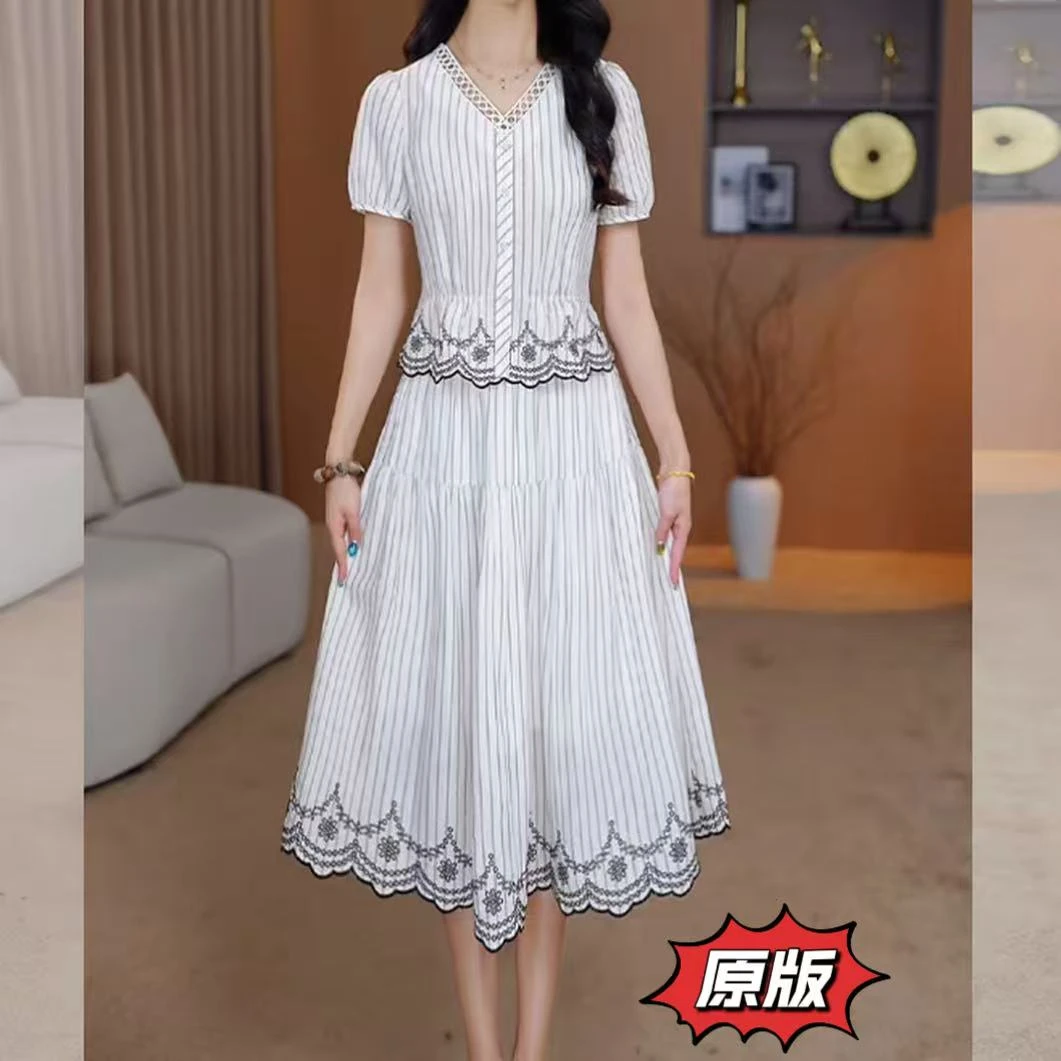 高档冰丝麻时尚女装连衣裙2025夏季新款收腰显瘦洋气轻奢减龄裙子
