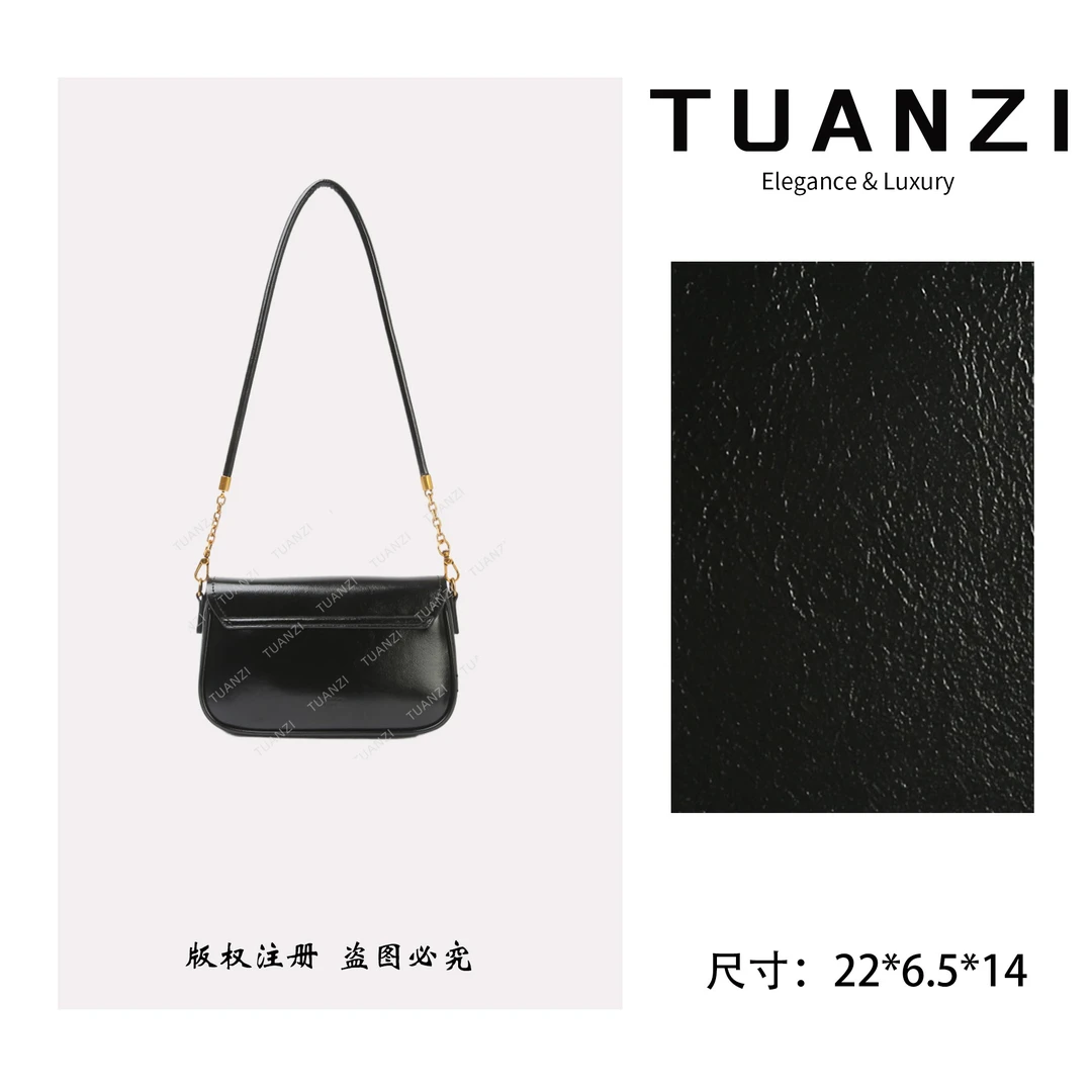 【22cm】手提斜挎腋下TUAN′ZI定制真皮女包SKL-5686-1-黑色