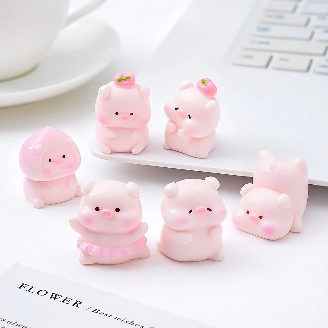 【双许愿+对对碰】可爱芭蕾蜜桃猪猪公仔diy车载家居饰品桌面小摆件