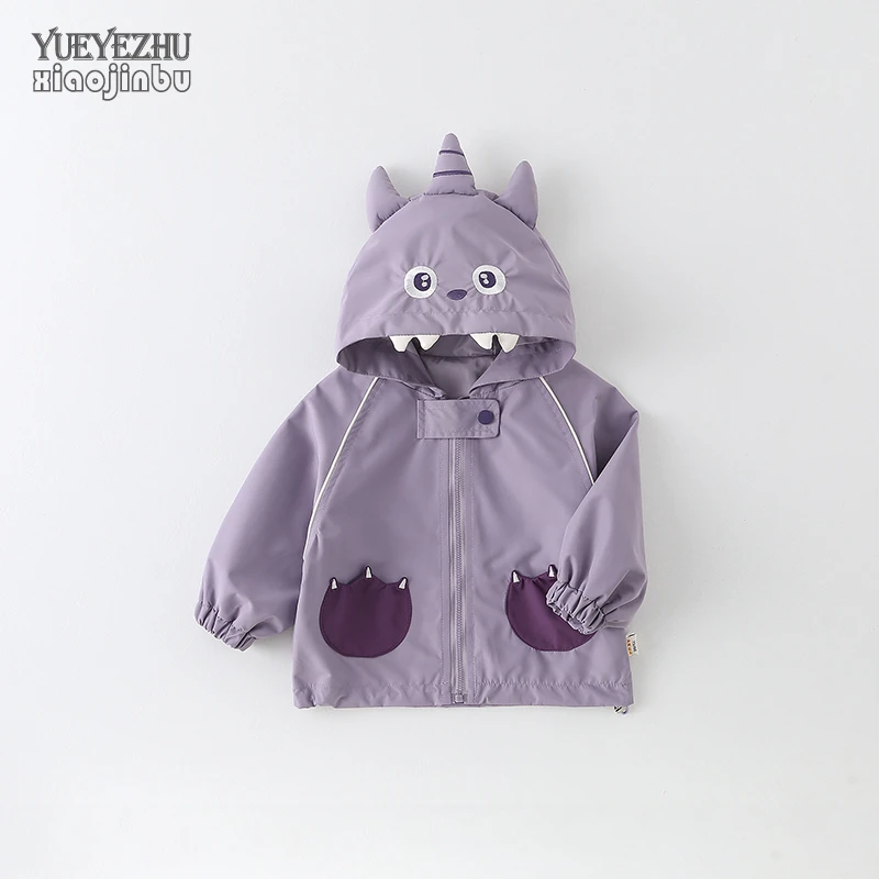 女宝宝连帽外套春秋卡通休闲冲锋衣婴儿秋季洋气连帽防风上衣小童