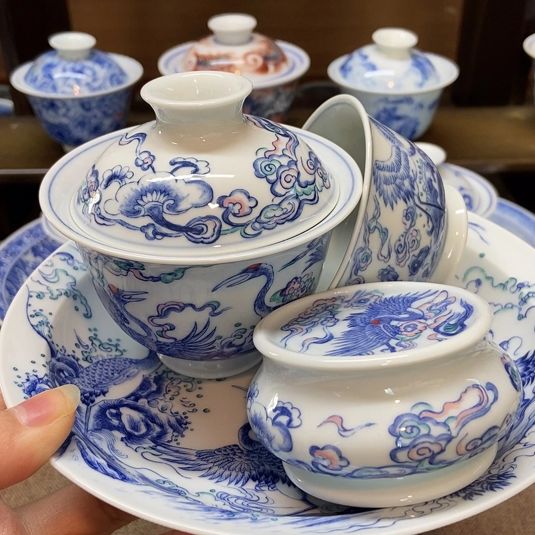 六鹤同春茶具四件套