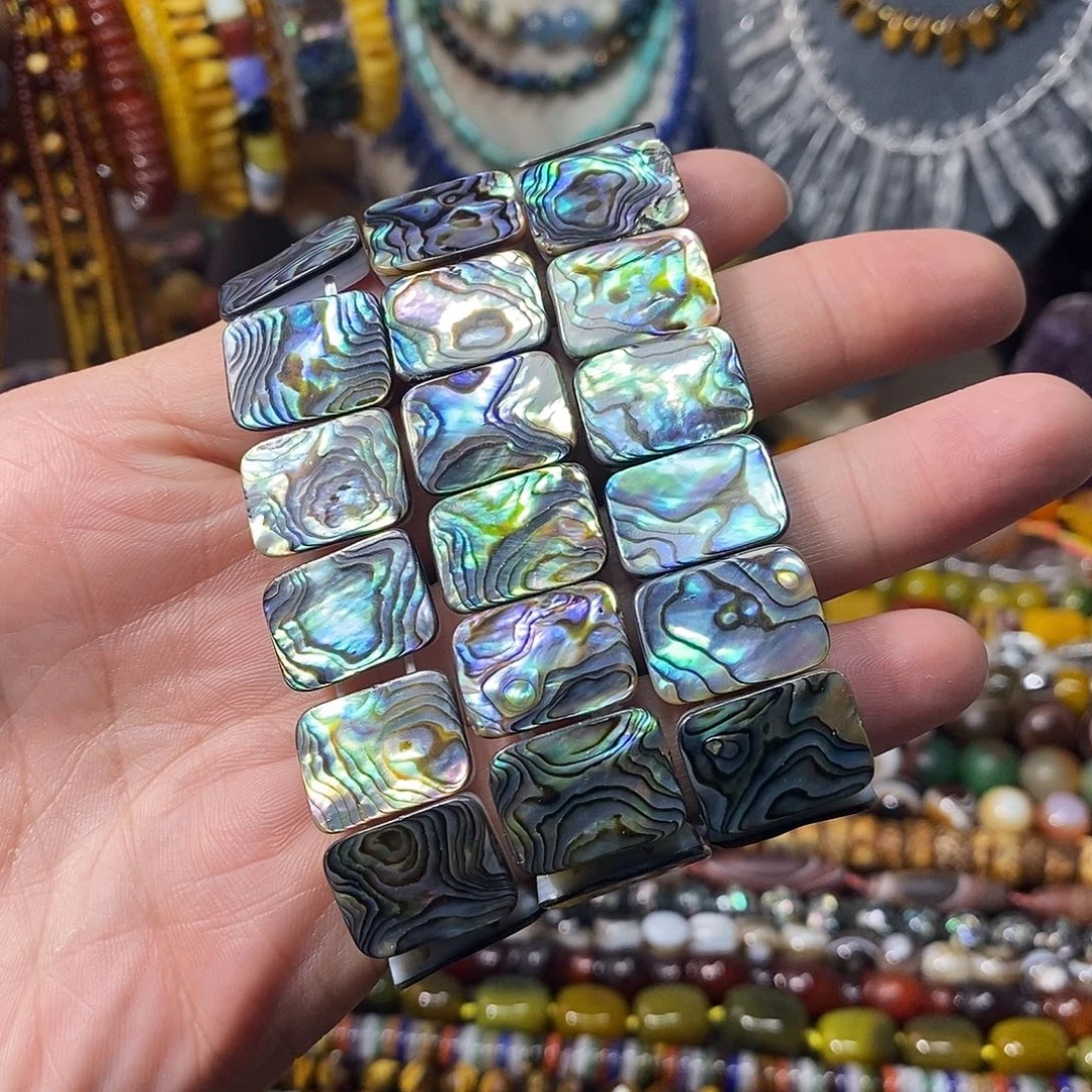 石英质玉未镶嵌，天然鲍鱼贝手牌19mm，一圈，