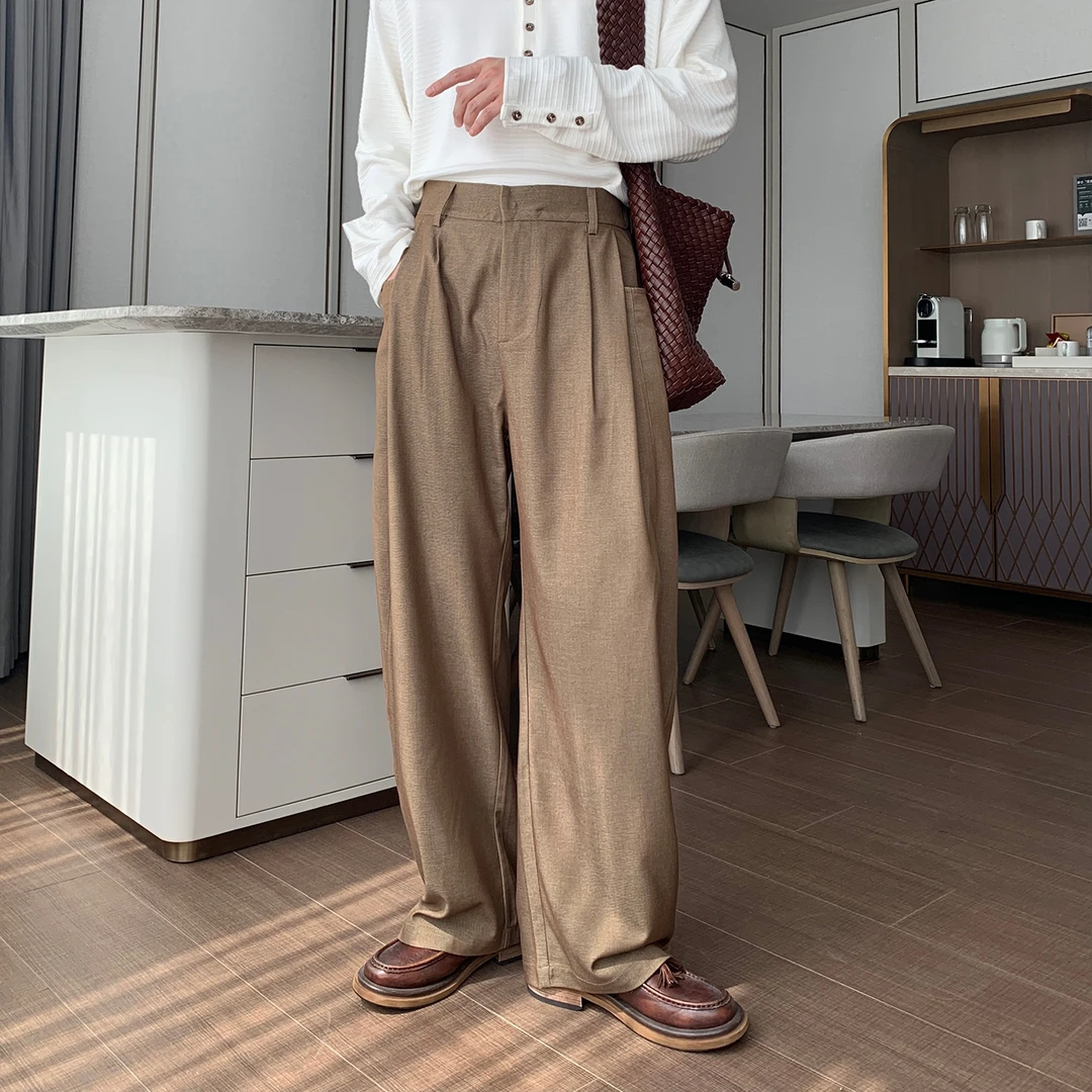 一轩轩轩【雾眠森林】早秋高级感宽松垂感直筒男士休闲裤西裤25323