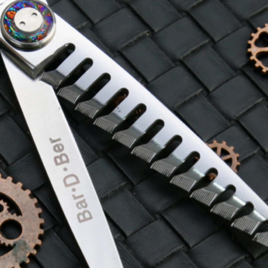 Bar•D•Ber钼钒系列6寸锋利齿鱼骨牙剪 CNC数控机械镜面工艺理发剪