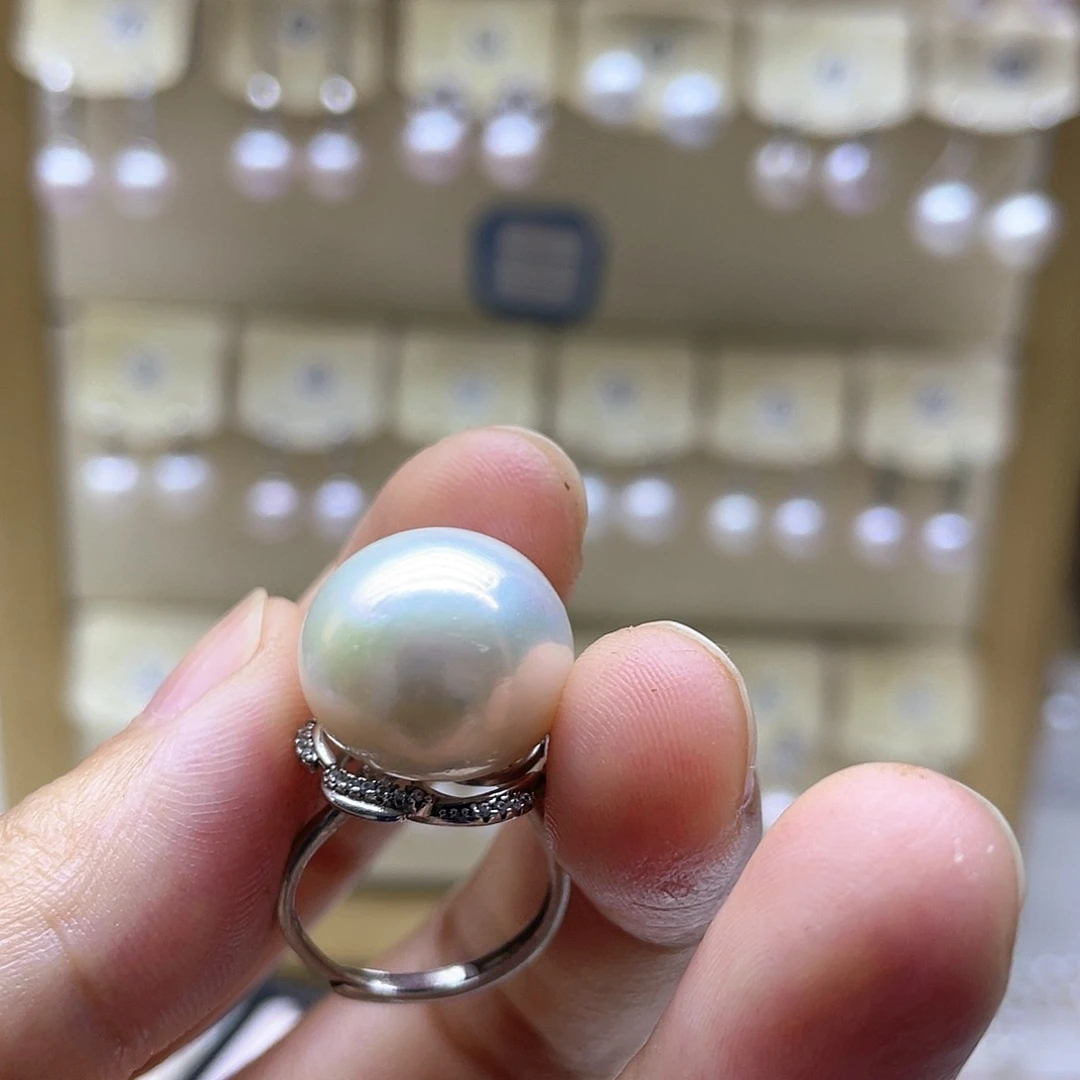银S925镶嵌淡水珍珠戒指