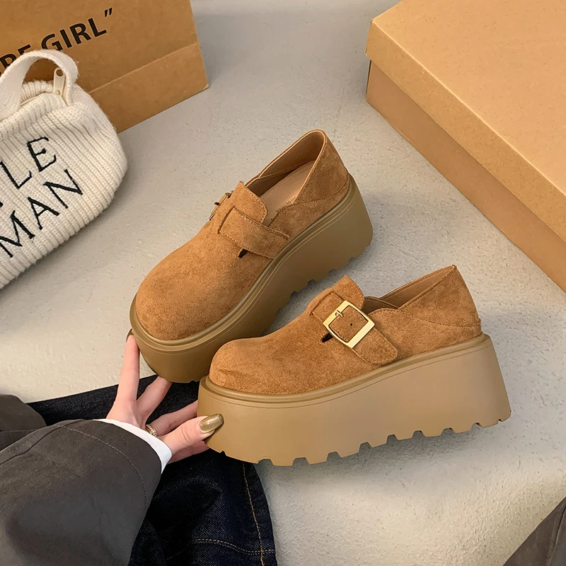 厚底增高勃肯鞋女2025年新款秋季女鞋乐福鞋全包博肯半拖两穿单鞋