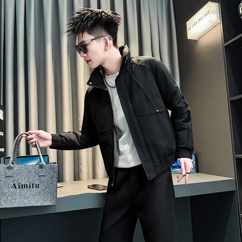 棉服男款冬季2025新款解构拼接高级感男装保暖棉袄子立领棉衣外套