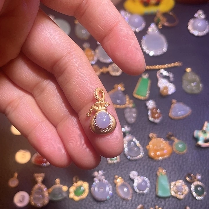 翡翠银S925镶嵌吊坠(不含链)天然翡翠