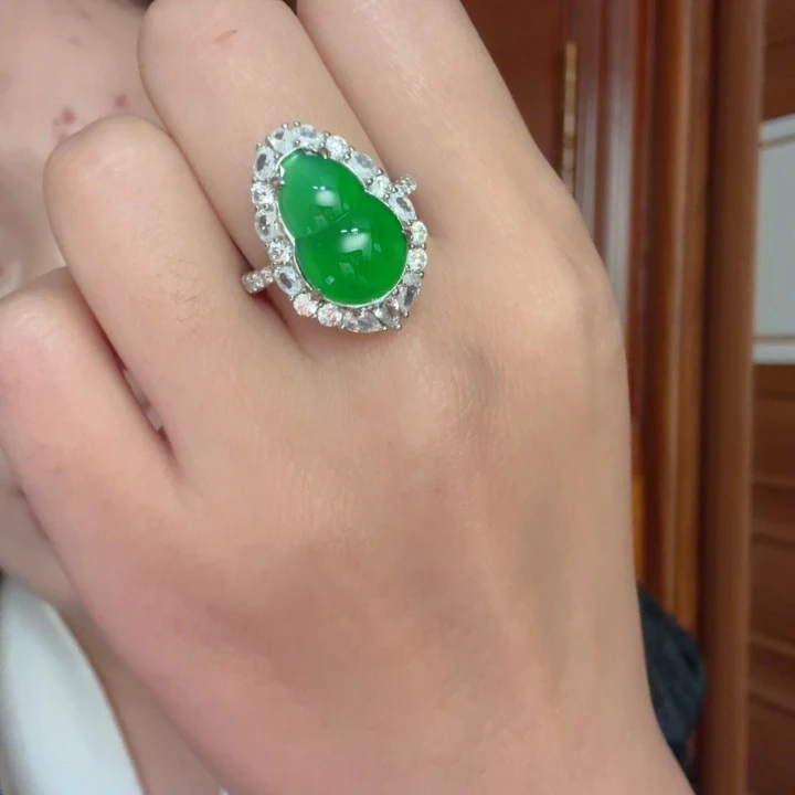 翡翠银S925镶嵌吊坠(不含链)戒指