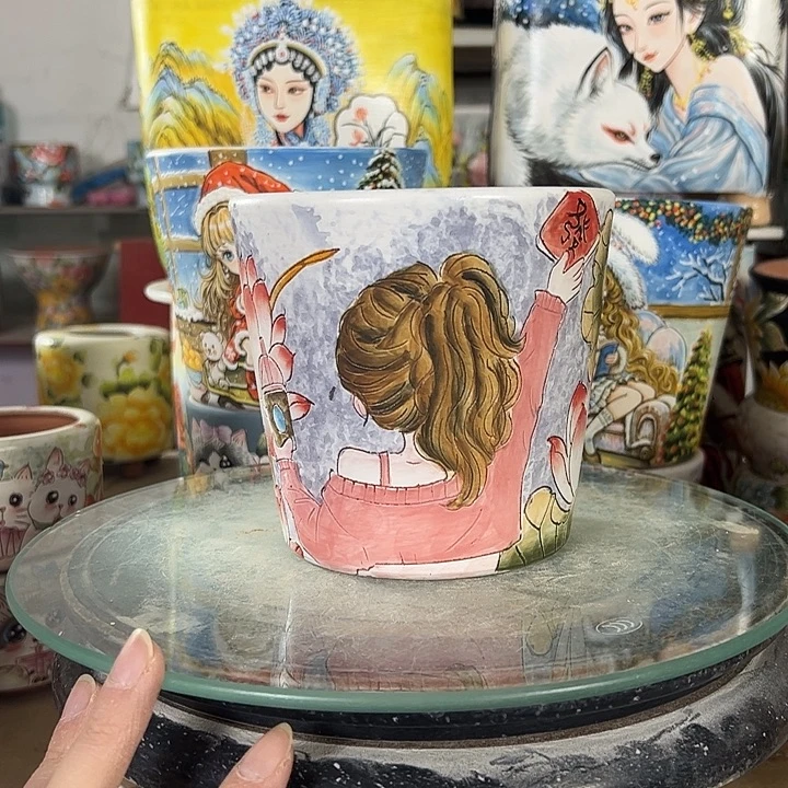 景德镇手绘花盆性价比超高