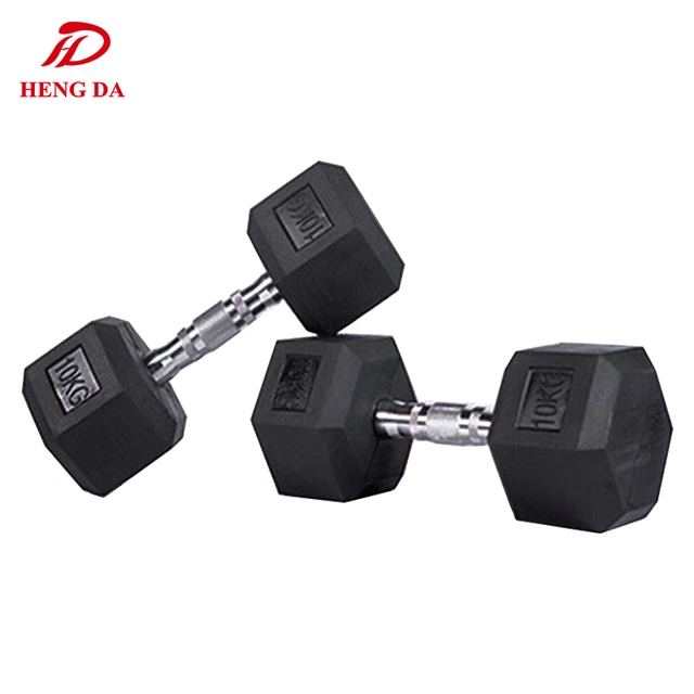 包胶六角哑铃男士健身器材健身房商用5kg-30kg女士练臂肌足重家用