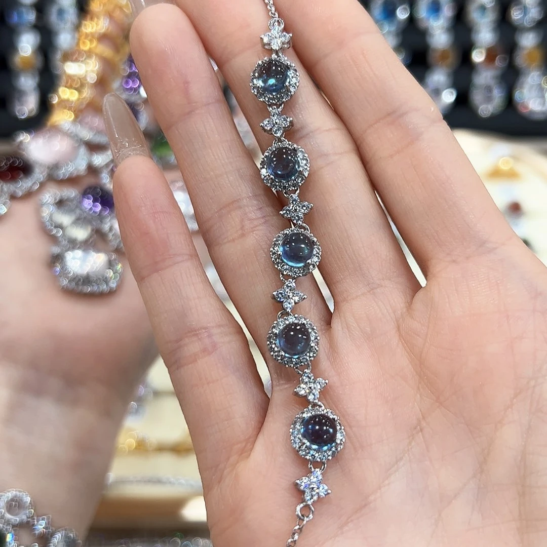 水晶金色拖不保色介意慎拍银托不掉色银S925镶嵌雪*