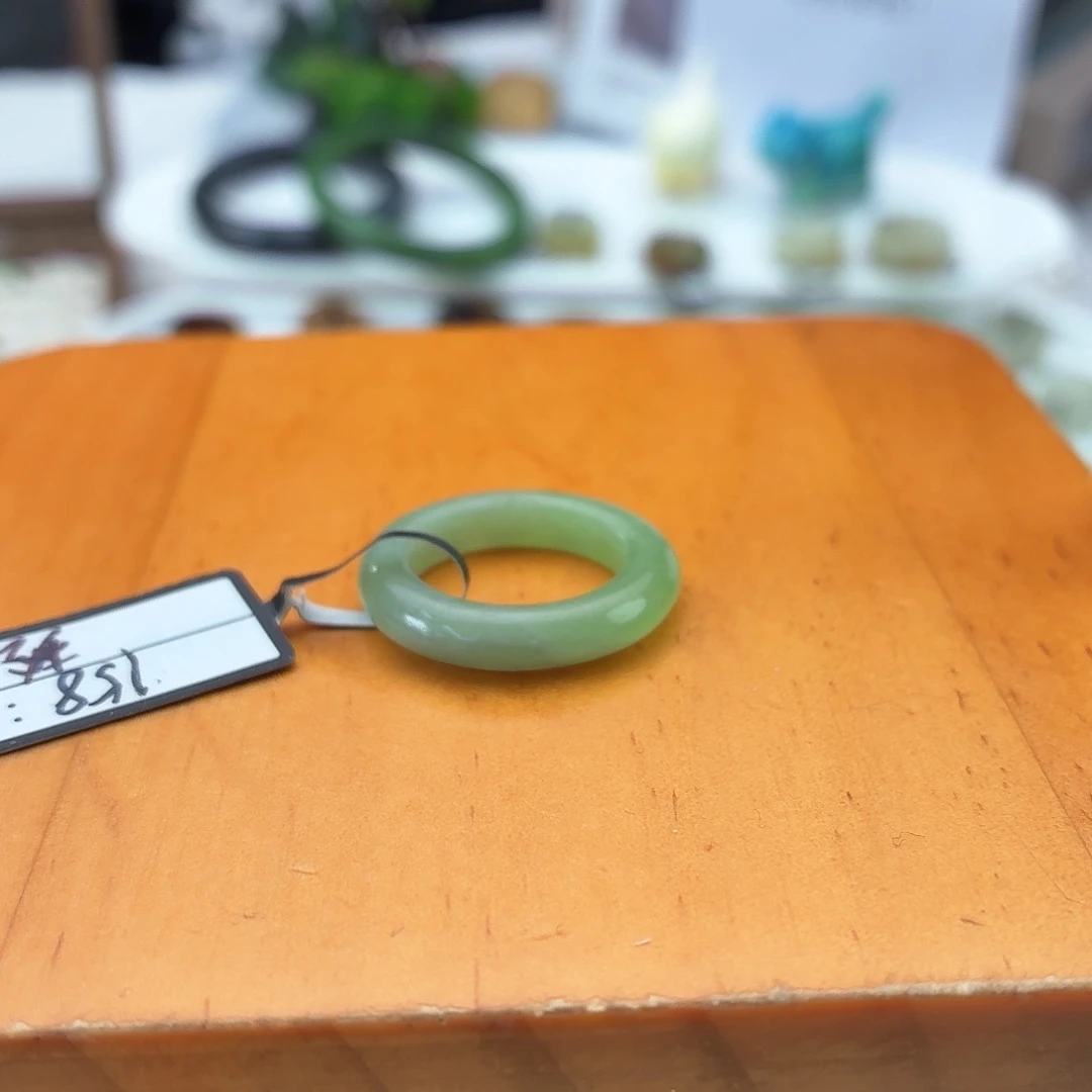 和田玉未镶嵌戒指c90翠青圆条16.7不退换