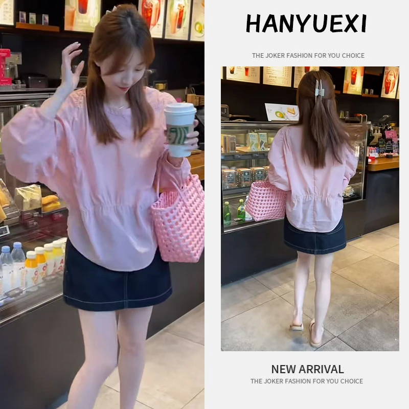 今年流行穿搭一整套2025新款褶皱设计防晒衬衫上衣牛仔短裙两件套