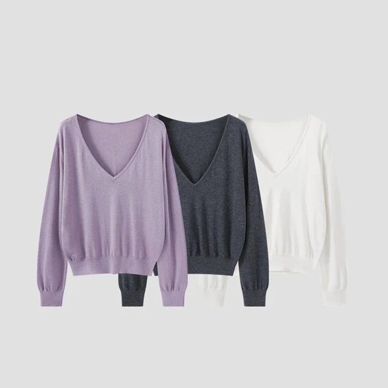 秋季V领宽松长袖针织衫新款韩系慵懒松弛感上衣工字无袖吊带套装