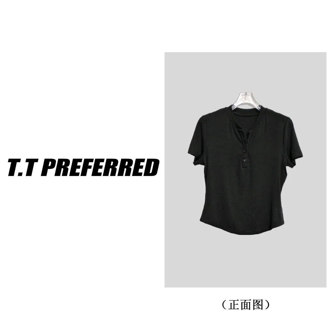【T.T】2025秋季新款时尚黑色百搭个性T-01