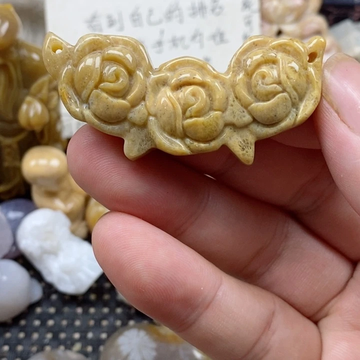 颈饰未镶嵌硅化珊瑚（珊瑚玉）