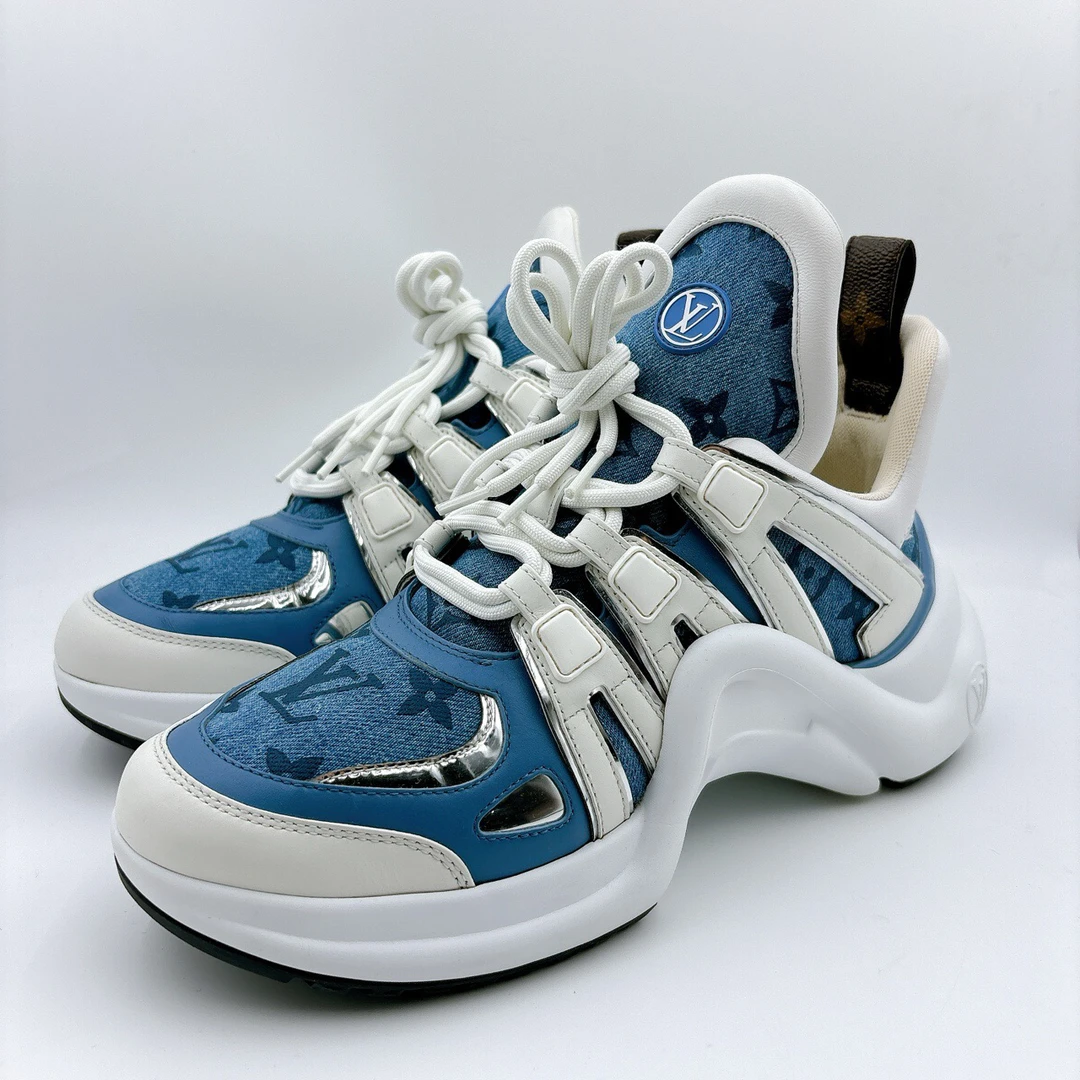 95新 LouisVuitton/路易威登 39码/牛仔满印拱桥老爹鞋/BM00594