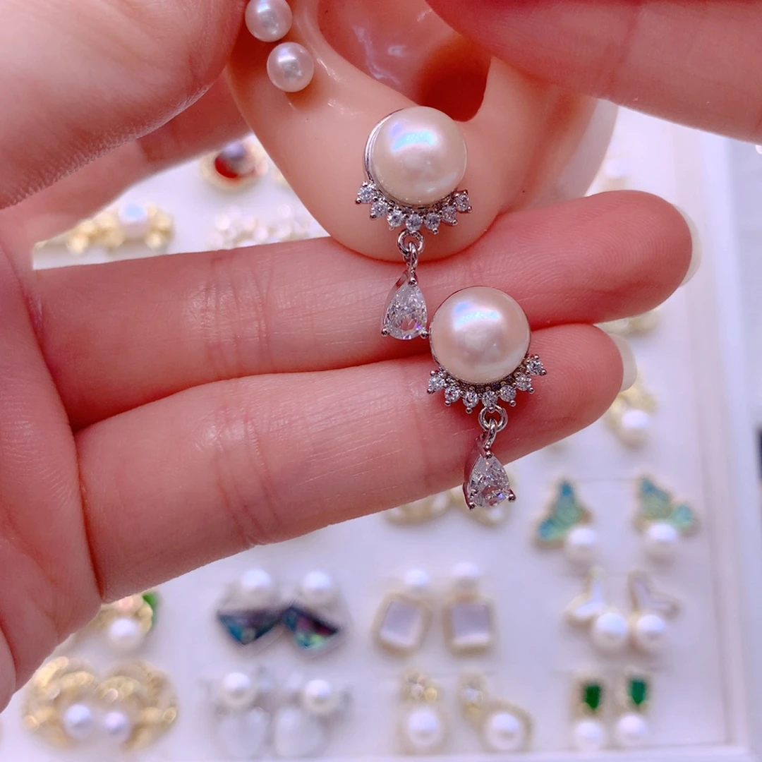 合金淡水珍珠耳饰