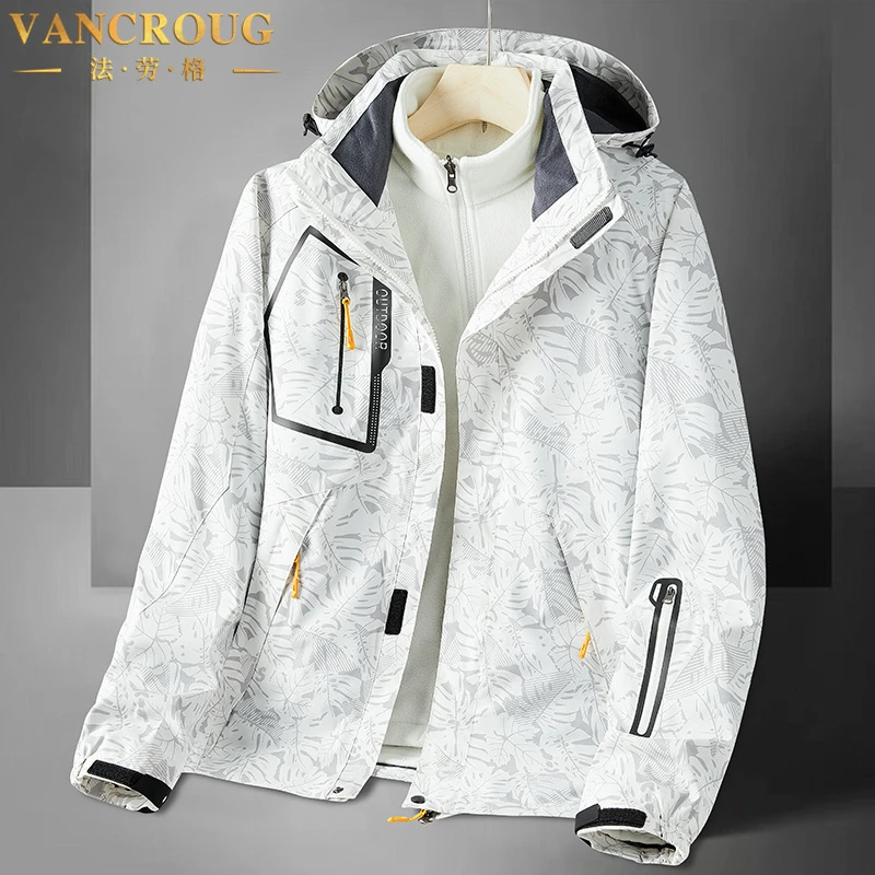 VANCROUG/法劳格冲锋衣男士秋冬可拆卸加绒加厚宽松户外保暖外套