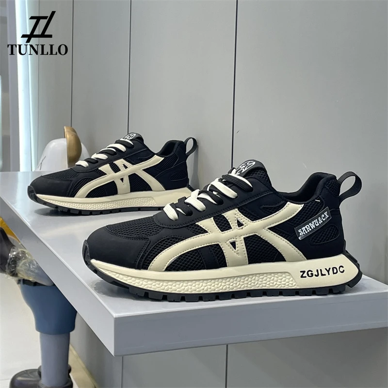 阿甘鞋男夏季新款拼色透气网面老爹鞋增高厚底运动休闲百搭网面鞋