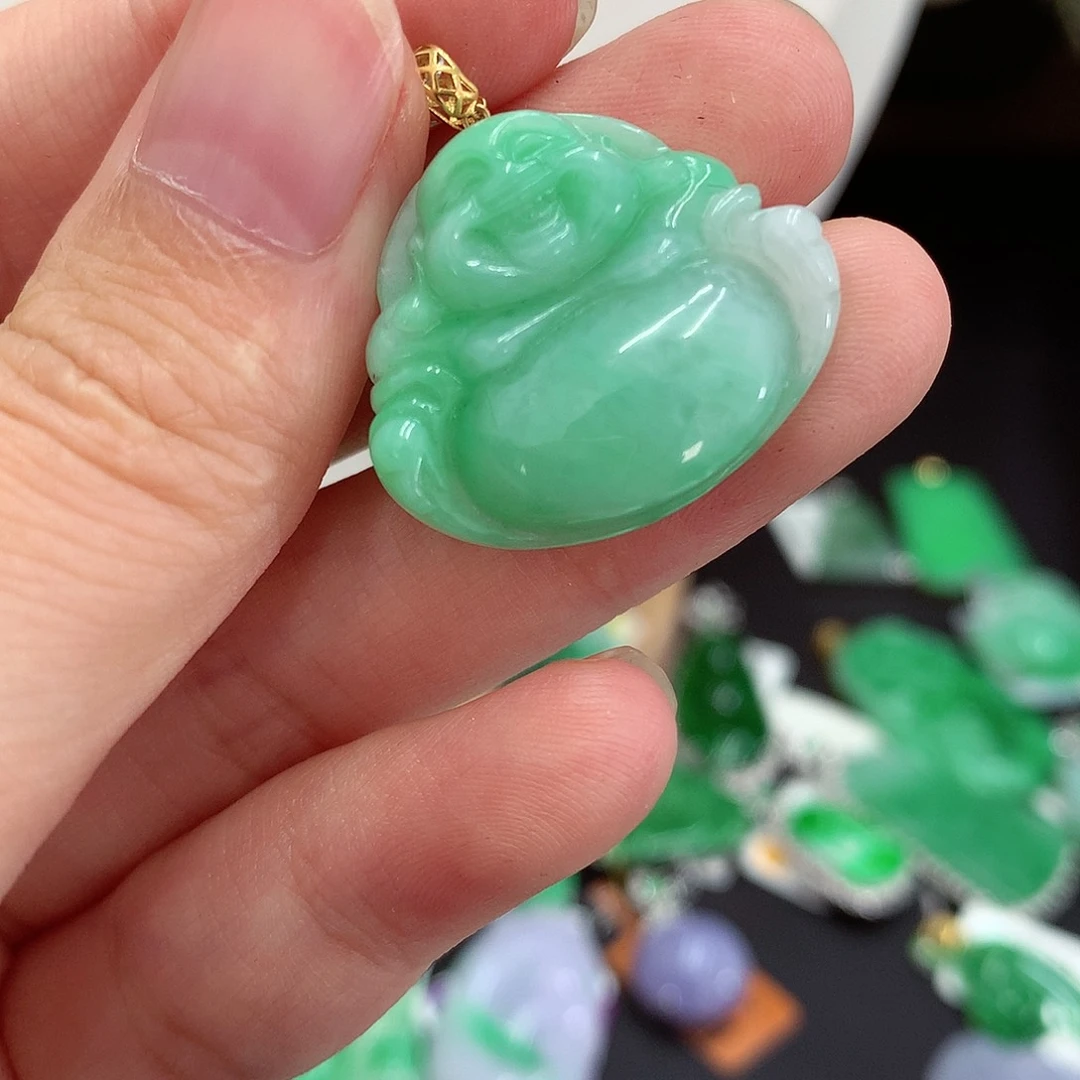 翡翠18K金镶嵌吊坠(不含链)
