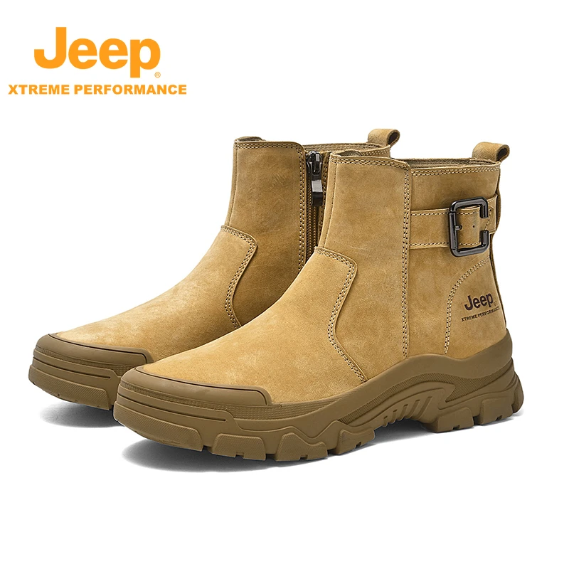 JEEP/吉普男女款户外马丁靴春秋露营登山大黄靴情侣潮流切尔西靴