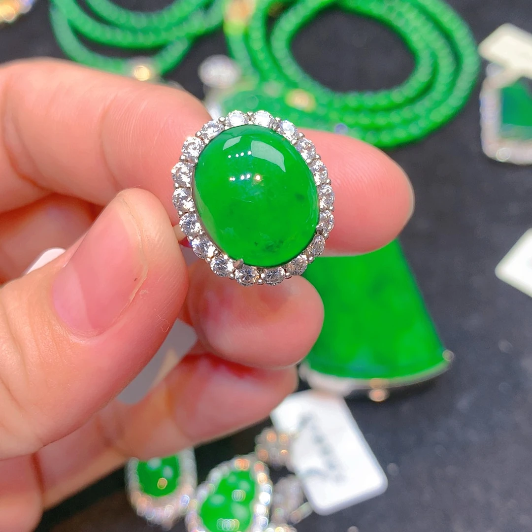 吊坠(不含链)银S925镶嵌翡翠翡翠