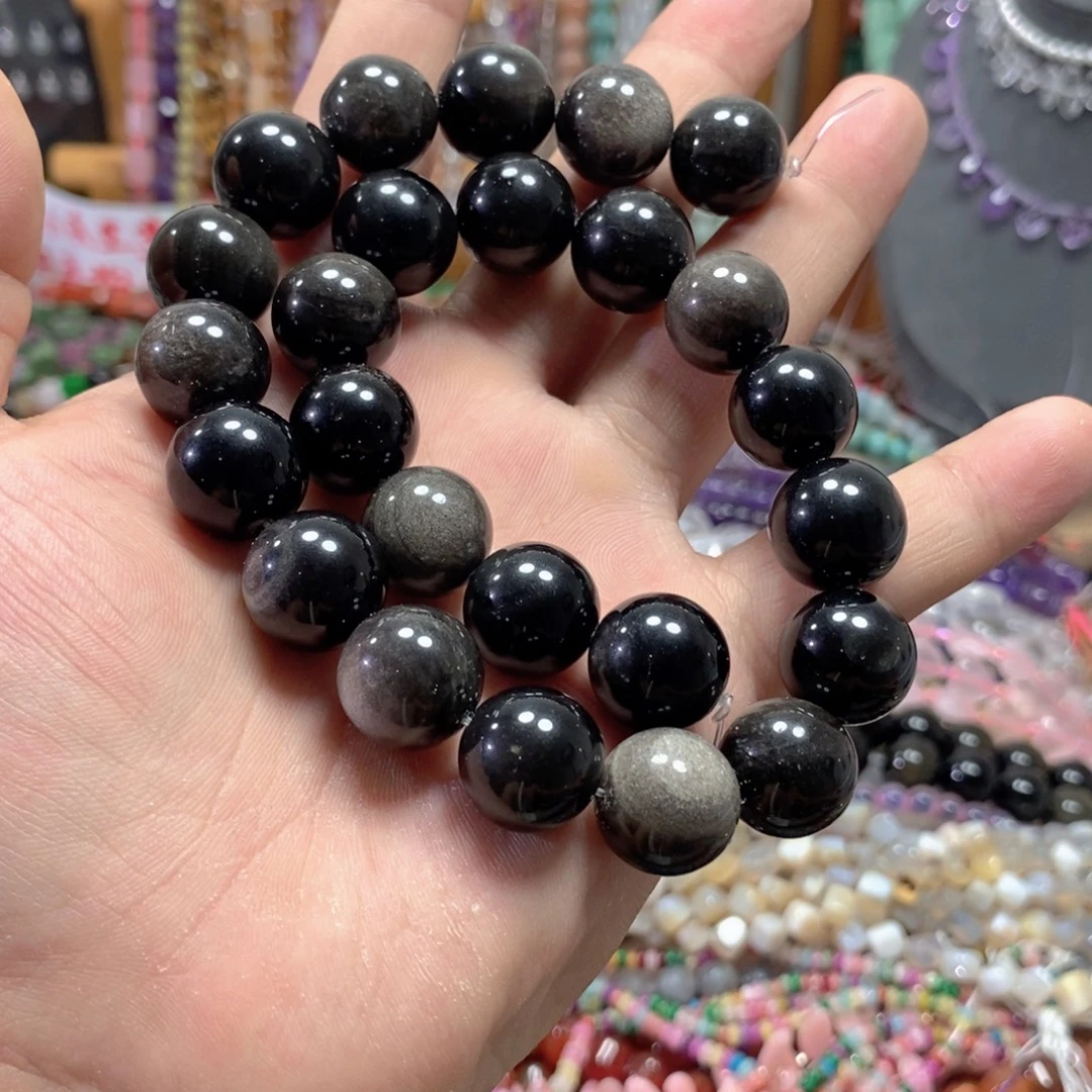 未镶嵌玛瑙/玉髓珠宝半成品天然银耀一条卡16mm