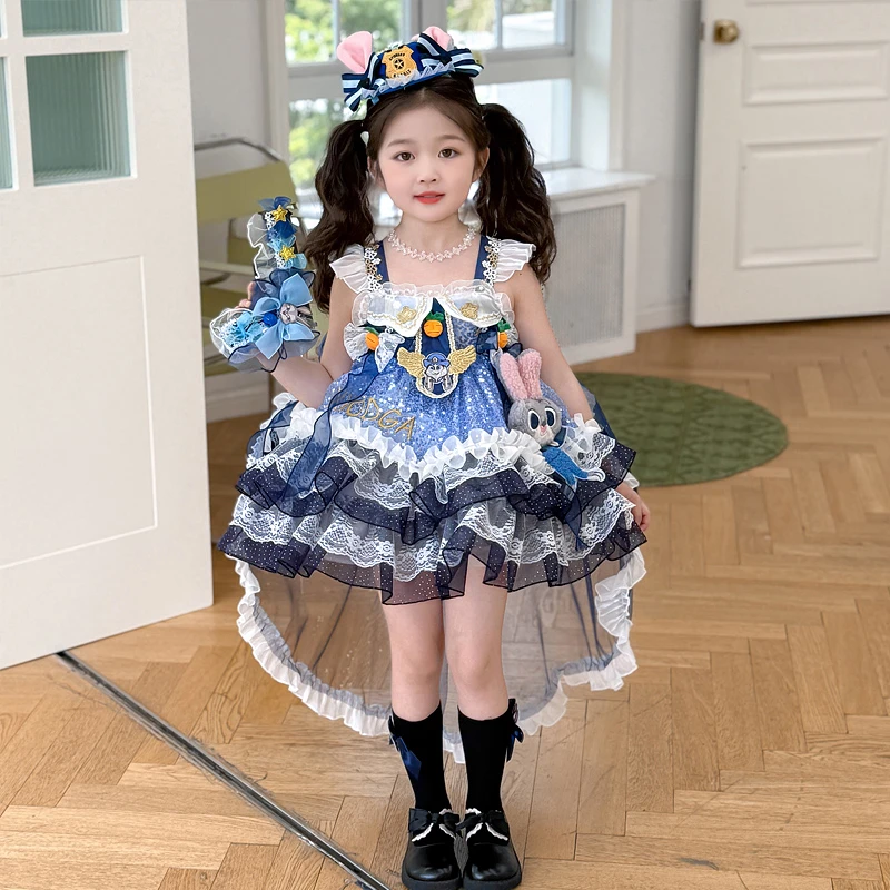 女童定制朱迪兔子警官洛丽塔公主裙夏季生日礼服蓬蓬裙小萝莉软妹