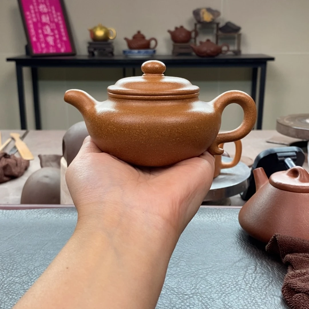 茶壶紫砂老宕口黄金段仿古220cc全手