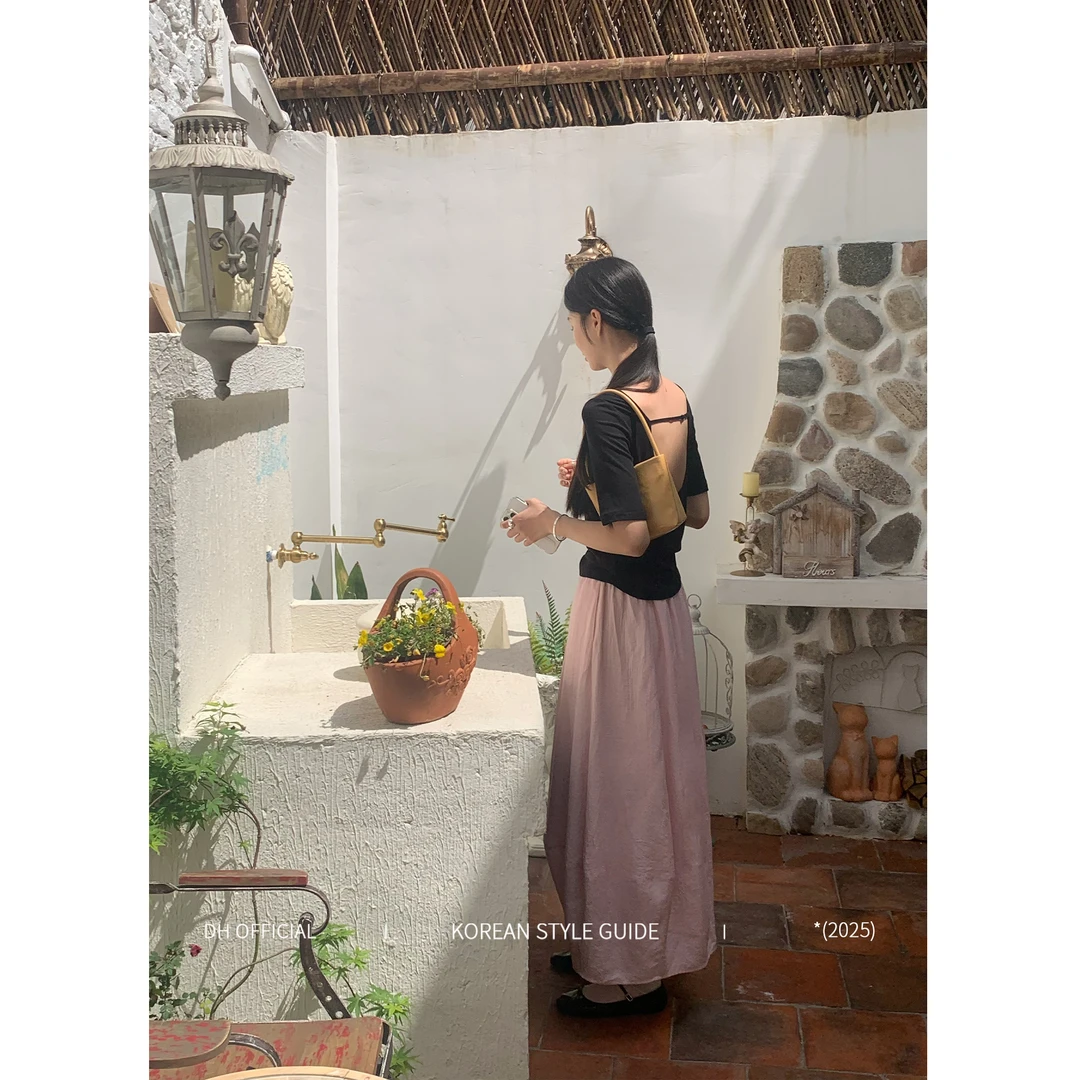 DH OFFICIAL 大花【显瘦纸片人 Thin】时髦小众夏日修身露背T恤